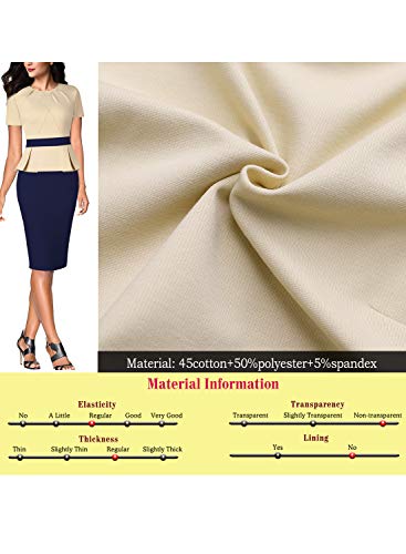 Image of VFSHOW Womens Pleated Crew Neck Peplum Work Business Office Church Bodycon Pencil Sheath Dress