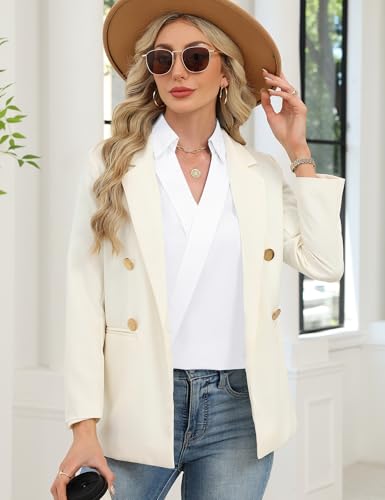 Image of LOMON 3 /4 Length Sleeve Womens Tops Dressy V Neck Collared Shirts Trendy Business Casual Work Blouses Vacation Outfits 2026