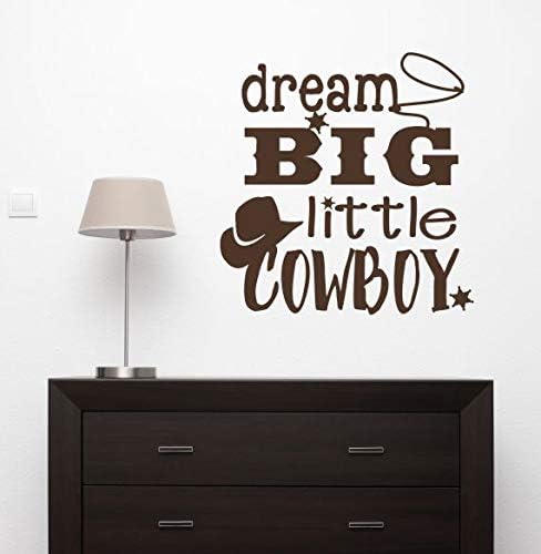 Miniatura 2 de Dream Big Little Cowboy Western - Calcomanías de vinilo para decoración de pared, 22 x 23 pulgadas, color marrón chocolate