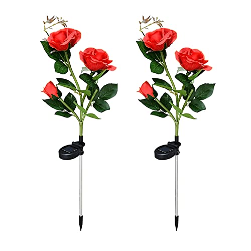 Lumière Solaire Extérieur Jardin, XVZ Lampes LED Rose solaires avec plus grande fleur et large panneau solaire, étanche Deco Jardin Exterieur pour jardin, pelouse, terrasse, chemin (rouge) Cover