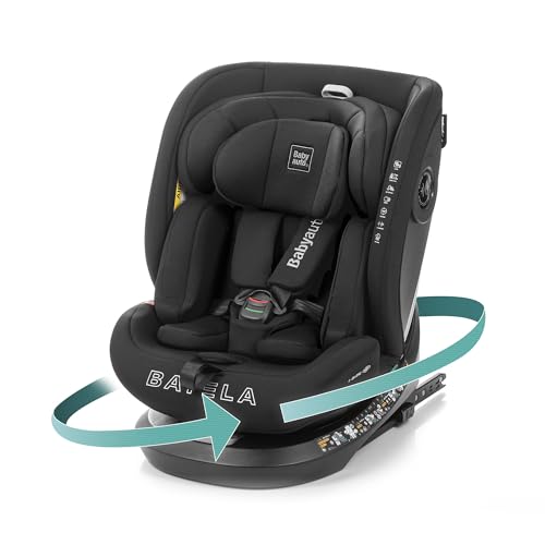 BABYAUTO – Silla de Coche Batela iFix i-Size (0-12 Años, 40-150 cm, 0-36 kg) – Giratoria 360° – ISOFIX + Top Tether – A Contramarcha hasta 105 cm – Arnés 5 Puntos – Protección Lateral – Negro