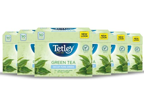 Tetley Decaf Green Tea Bags - Same Great Taste No Caffeine - Smooth & Soothing Brew - Rainforest Alliance Certified - Perfect for a Relaxing Moment - 300 Teabags (6x50)