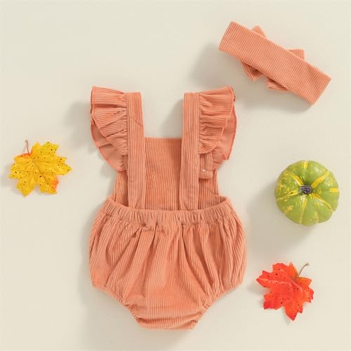 FIOMVA Halloween Baby Clothes Newborn My First Halloween Baby Girl Outfit Infant Ghost Ruffle Romper Fall Winter Clothes4