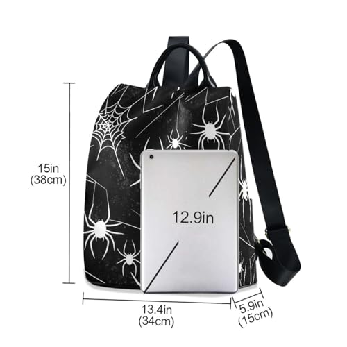 Sac à dos femme toile d'araignée blanche à fermeture éclair