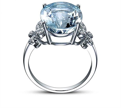 Bague Vintage En Argent 925 Avec Aigue-marine – Taille 56, Solitaire Magnifique !