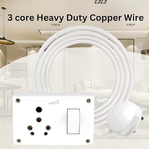 Image of Elegant Casa 6+16 Amp Electric Extension Board with Cord - Individual Switch, 16 Amp Plug Top, 3 Core 2.5mm, 8 Meter Copper Wire, Ideal for Small & Large Appliances
