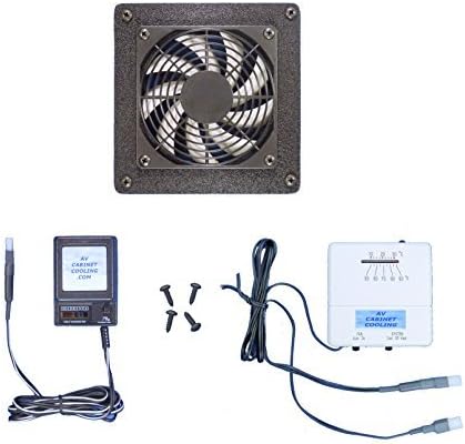 Home Theater or Computer Cabinet Cooling Fan with Thermostat & Multi-Speed Control