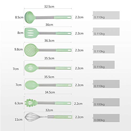 8-teiliges Set aus Silikon-Spachtel in Lebensmittelqualität, Antihaft-Kochgeschirr, Pfannenwender, Haushalt, Edelstahl, Silikon-Spachtel-Set, hitzebeständig, Suppenlöffel