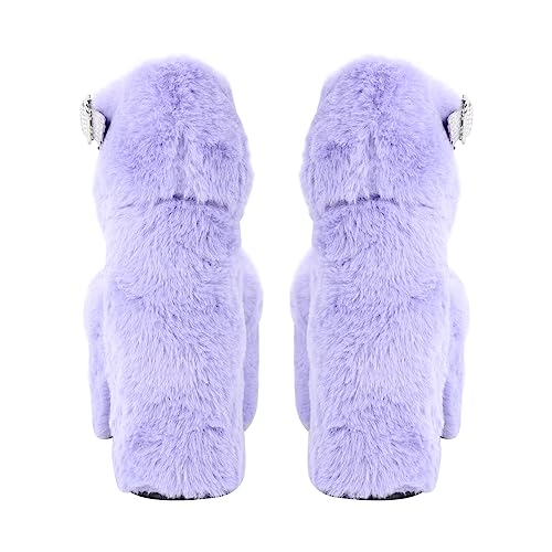 Women's Furry Platform Heels Faux Fur Chunky High Heel Mary Jane Pumps Shoes4