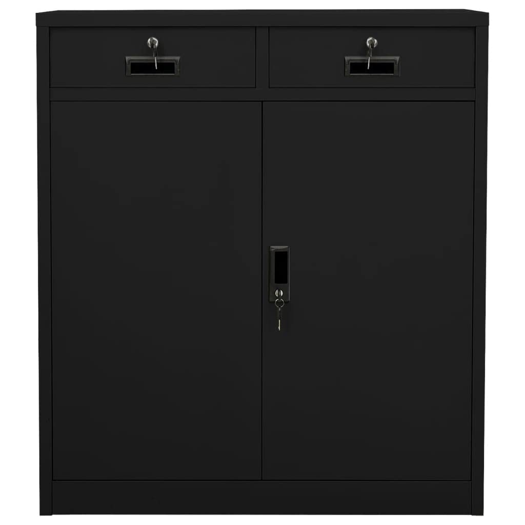 Armadio da ufficio, autoportante, in metallo, per aziende, ufficio, scuola, nero, 90 x 40 x 102 cm