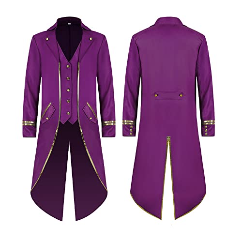 Chaqueta renacentista hombre estilo abrigo vintage BaronHong morado de alta distinción