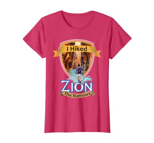 I Hiked Zion The Narrows Utah River Adventure Souvenir T-Shirt, Women, Red Heather, X-Large