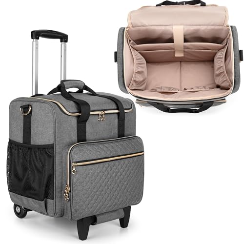 LUXJA Rolling Teacher Bag with Laptop Compartment and Detachable Dolly, Multifunctional Rolling...