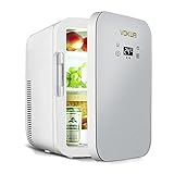 Mini Fridge, VOKUA 10 Liter/11 Can Dual-Core Compact Refrigerator for Drinks, Bedroom, Skin Care, Office, Dorm, Car, Travel, Portable AC/DC Small Cooler and Warmer with Digital Temperature Control