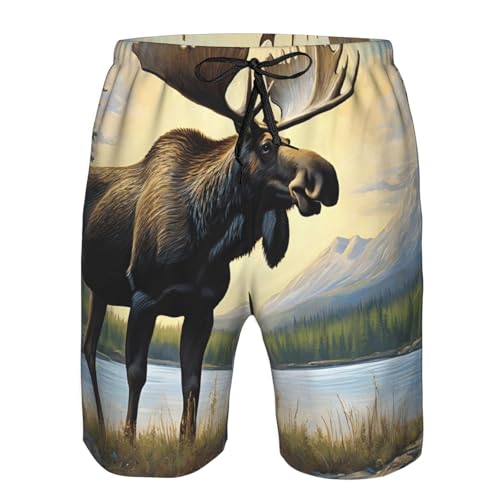 Moose Cute Deer Men's Quick Dry Beach Shorts Swim Trunks with Pockets Board Shorts4