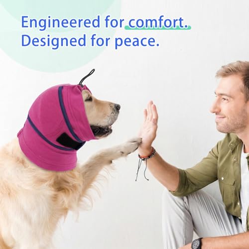 Image of MIGOHI Small Dog Ear Muffs for Noise Anxiety, Soft Calming Hoodie for Fireworks & Thunderstorms, No Shake Ear Wrap Dog Hematoma, Adjustable Head Cover for Dogs Bath Grooming,Chihuahua Yorkie,Purple S