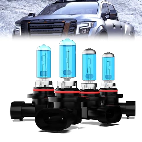 Image of Headlights Fit For 2004-2015 Nissan Titan Halogen Headlight Bulbs combo,9005 /HB3 /H10 High Beam + 9006 /HB4 Low Beam Halogen Headlights,Plug And Play,Pack of 4