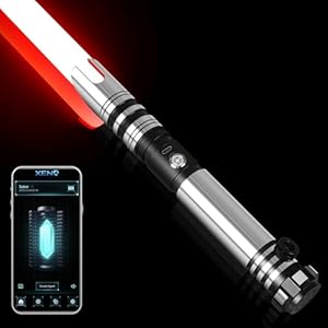 ELESKOCO Duell-Lichtschwerter Smooth Swing 16 Farben Lichtschwert - Bewegungssteuerung Metallgriff 16 Modus-Sounds FX Lightsaber für Erwachsene, USB-Aufladung, Schwarz