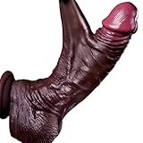 Realistischer schwarzer Dildo für Frauen – 8,5 Zoll weiches Silikon mit beweglicher Haut, gleitenden Hoden und starkem Saugnapf, entwickelt für G-Punkt-, vaginale und – Sexspielzeug