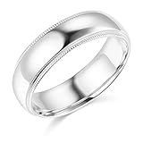 Wellingsale Alliance traditionnelle en or blanc 14 carats 6 mm confortable pour homme – Taille 10