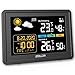 Konsen Wetterstation Funk mit Außensensor KS-359v1 DCF Funkuhr Digital Funkwetterstation Thermometer-Hygrometer innen/ausen mit Wettervorhersage, Schwarz