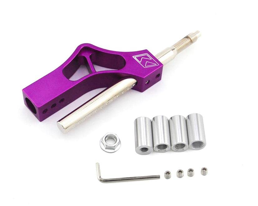 Image of AUTO MT Gear Shift Knob Adjustable Extender ++ Polished Gear Shift KNOB Height Lever Extension Car Gear Shifter Extender Kit with 4 Adapters (PURPLE GEAR Extension ++ PURPLE GEAR KNOB)
