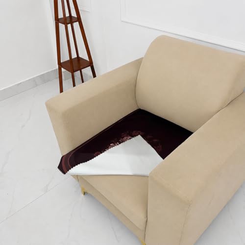 Image of Homerz Premium 'Luxe Series' Sofa Cover | Holland Velvet Fabric | Smooth Finish | Anti-Slip Fleece Backing Couch Protector (Maroon, 1 Seater, Only Seat Cover)
