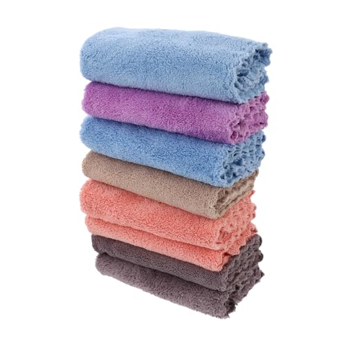 Ciieeo Toallas Faciales De Vellón Coral Absorbentes y Suaves para Niños, 8 Piezas 30x30 Cm, De Algodón Borde Cortado, Paños Cuadrados para Limpieza Doméstica y Cuidado De Piel