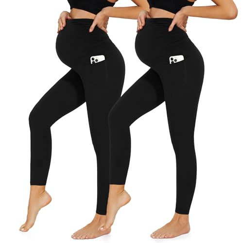 HIPOWER 2er Pack Umstandsleggings Damen High Waist Umstandsmode Weich...