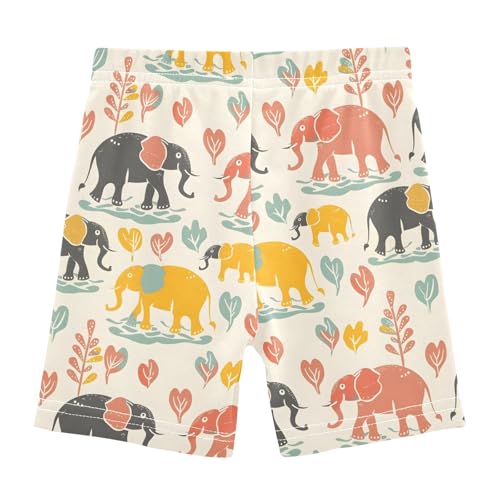 Elephants Family Playing Girls Shorts Elastic Waist Sports Shorts Girls Leggings Pants for 4-10 Years2