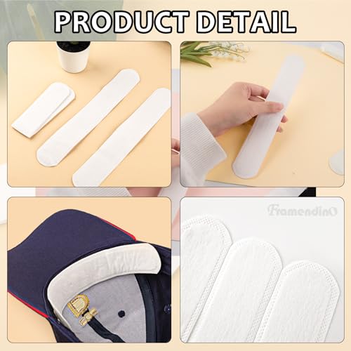 Image of Framendino, 100 Pack Disposable Sweat Pads Golf Hat Liner Cap for Makeup Sports