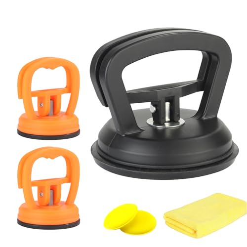 Image of Dent Puller,3 Pack Large suctionCar Dent Repair Car Dent Removal Kit Suction Cup Car Dent Removal Tool for Car Dent Repair Move Objects Glass Ceiling Tiles and act as Handles (Black+Orange)