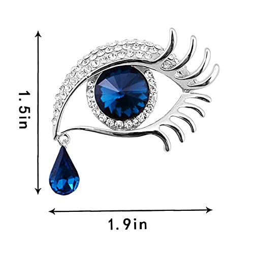 Angel Tears Brooch Pins, Elegant Rhinestone Sapphire Big Eyes Alloy Long Eyelashes Corsage Breastpin for Women Jewelry4
