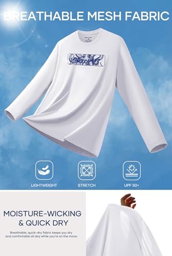 Image of Mens UPF 50+ Rash Guard Quick Dry Lightweight Summer UV Sun Protection Long Sleeve Swim Shirt (S-XXL)