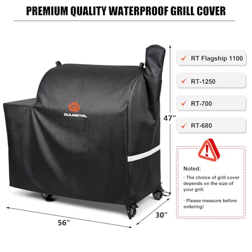 Image of QuliMetal Grill Cover for Rectec Flagship 1100,RT-1250,RT-700 and RT-680 | 600D Heavy Duty Premium Waterproof Fade Resistant Outdoor All-Weather Protection BBQ Grill Cover