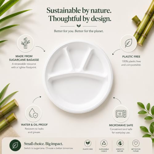 Image of Bio Degradable Compartment Plate 11'' inch, Pack of 10