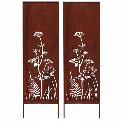 Kapaga - 2x Brise-vue en métal - 160 cm x 50 cm - Aspect rouille - Brise-vue en rouille pour jardin - Élément de protection visuelle - Brise-vue mural -...