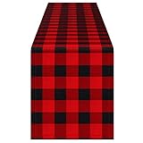 InnoGear Buffalo Check Table Runner, 14 x 108 inch Buffalo Plaid Table Runners Polyester Cotton Red...