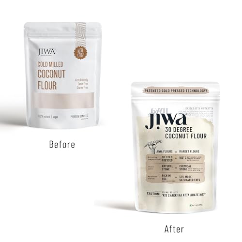 Image of Jiwa 30 Degree Coconut Flour | Patented Cold Pressed Flour | Slow Ground | Low Carb Coconut Powder | Nariyal Powder | Keto & Paleo Friendly | Gluten Free | Grain Free | 200 G (Pack of 2)
