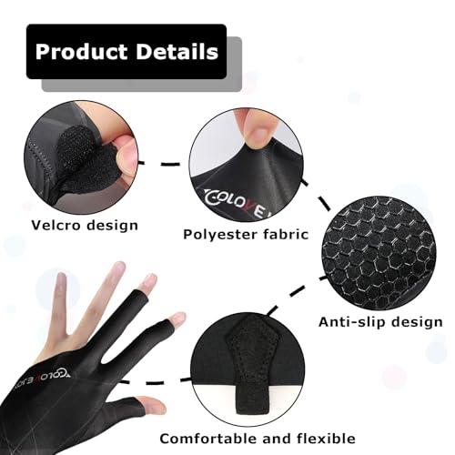 Billard Handschuh,Billiard Pool Cue Gloves,Snooker Handschuhe,Professionelle Billardhandschuhe,Verstellbare Poolhandschuhe,Atmungsaktive Billard-Handschuhe Für Carom-Spiele, Snooker, Pool-Spiele