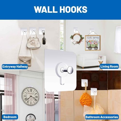 40 Stück Bilderhaken Selbstklebend, Transparent Klebehaken Bilder Ohne Bohren, Klebenägel Wand für Bilder Aufhängen, Fotos, Poster und Dekorative Gemälde, Max. 5 kg