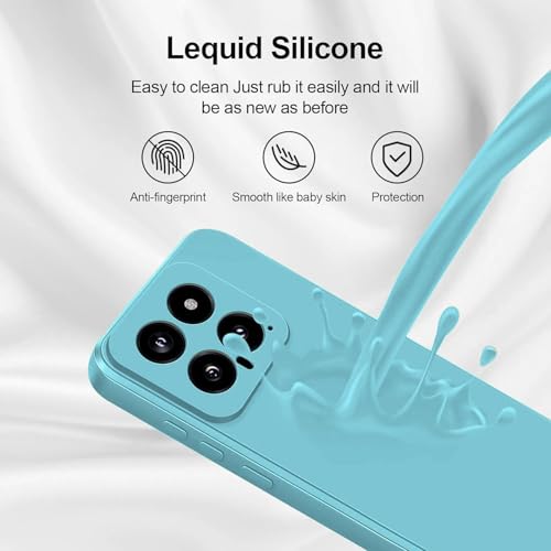 Image of DIZORO Compatible with Mi Xiaomi 14 5G Back Cover with Upgraded Square Edges for Camera Protection Shockproof Flexible Matte Liquid Silicone Mobile Phone Case (Mint)
