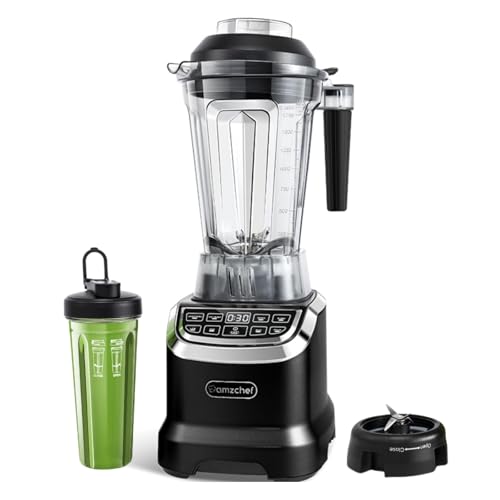 AMZCHEF Batidora de Vaso 2 en 1 - Batidora 2000W Profesional con Panel Inteligente con Pantalla Táctil - Juice Blender de 6 Cuchillas en 3D, La Botella sin BPA de 1,85L y 600ml - EUVV5