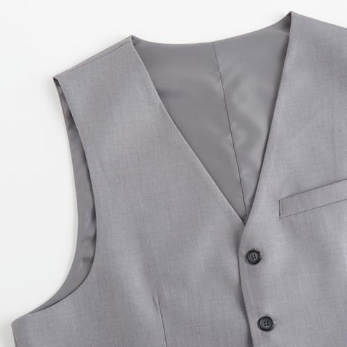 Mens Formal Waistcoat, Gray Plus Size Loose Suit Vest Sleeveless V Neck, Business Casual Fat Men Dress for Tuxedos Wedding,8XL, Light Gray2