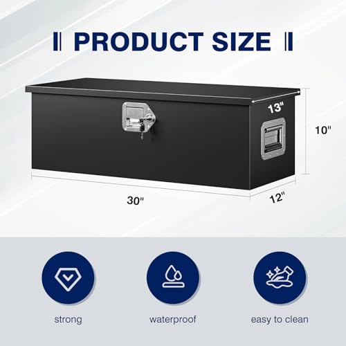 Image of Yizosh 30 Inch Steel Heavy Duty Truck Bed Tool Box, Trailer Tongue Tool Box with Lock and Keys, Tool Box for Storage, Utility Trailer Tool Box for Truck, Pickup, RV, Trailer