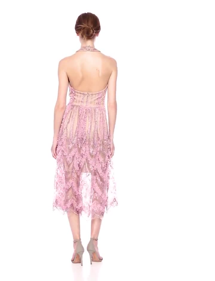 Watch Dress the Population Women's Valerie Halter Top Floral Lace Midi on  Amazon Live