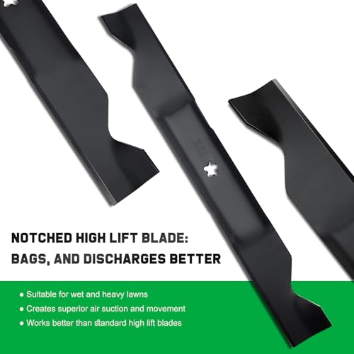 Image of Grasscool YTH22V46 405380 46 inch Deck Husqvarna Mower Blades Replacement | Fits Z246 YTH20K46 YTH21K46 YTA22V46 RZ4623 Zero Turn Lawn Tractor 532405380,High Lift Bagger Sharp Cut Side Discharge 5 Star