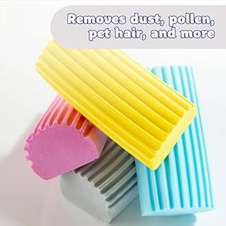 Scrub Daddy Damp Duster, Multipurpose Dusters for Cleaning - Wooden & Venetian Blind Cleaner Tool, Ridged Wet Dust Sponge for Skirting Board, Radiator, Blinds & Mirrors, Home Cleaning Products, Blue
