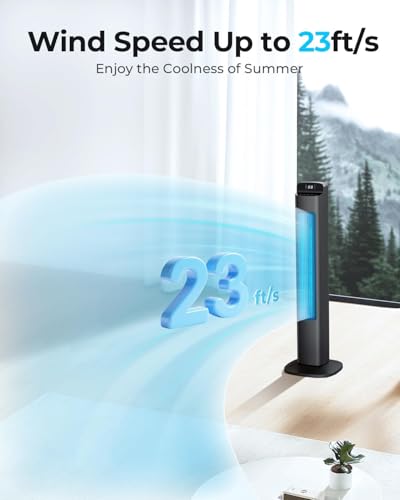 Image of Antarctic Star 36 inch Smart Tower Fan for Bedroom, 23ft /s High-Velocity, 34dB Ultra-Quiet, 80 Oscillating, LED Touch Display, 12H Timer with Remote for Home Office, Gray