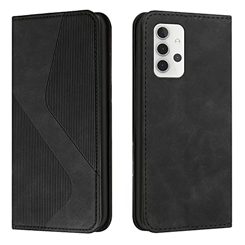 Mo-Somnus Coque pour Samsung Galaxy A32 4G, Etui Samsung A32 4G Cuir, Housse en Cuir Samsung A32 4G, Cuir Portefeuille Housse avec Magnétique Flip Étui à Rabat Case Etui Housse Samsung A32 4G (Noir)